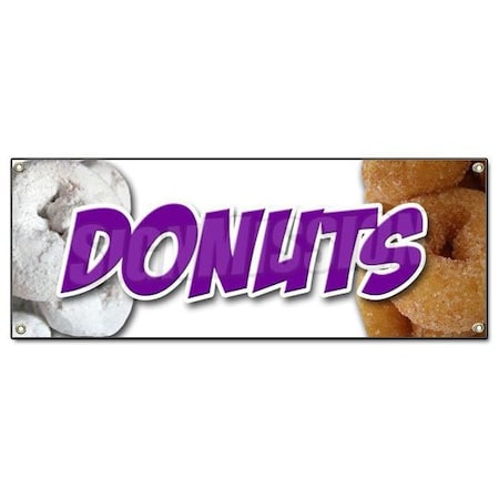 Signmission DONUTS 1 BANNER SIGN donut fried dough signs hot fresh made glazed sugar B-Donuts1